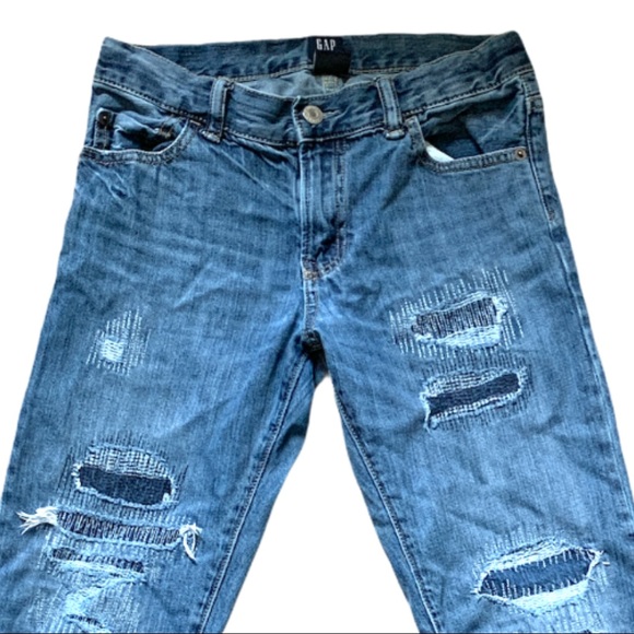 5/$25 GAP Denim Jr. Distressed Boyfriend Straight Jeans - Picture 3 of 6